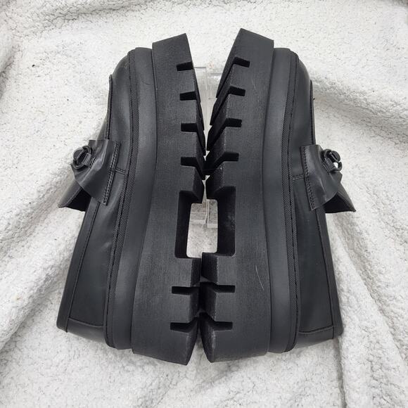 NEW Steve Madden Chunky Lug Sole Black Slip On Platform Shoes size10M - Picture 3 of 6